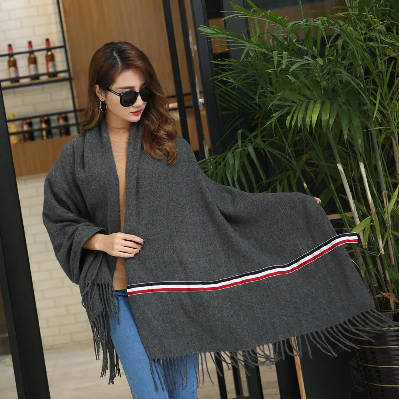 Глобальный первый выпуск Элитный бренд ленты шарф женщин сплошной цвет накидки