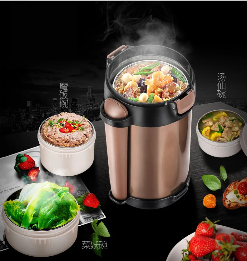 2000ML Food Lunch Box Stainless Steel Container For Hot Soup Vacuum Flask Thermos Insulated Kitchen School Lunch Boxes