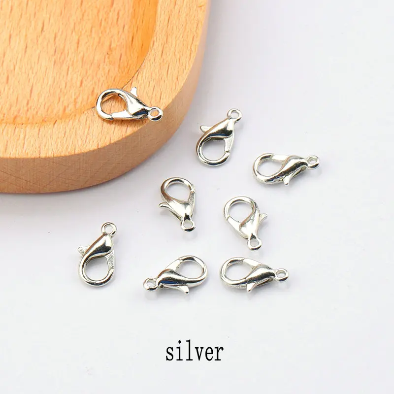 Silver 100 шт./лот 10/12/14/16 мм; Цвета: золотистый, Серебристый; обувь с ремешками в виде полукруга, застежки, крючки, станок и металлическими разъемами для самостоятельного изготовления ювелирных изделий, Цепочки и ожерелья Аксессуары - Цвет: Silver