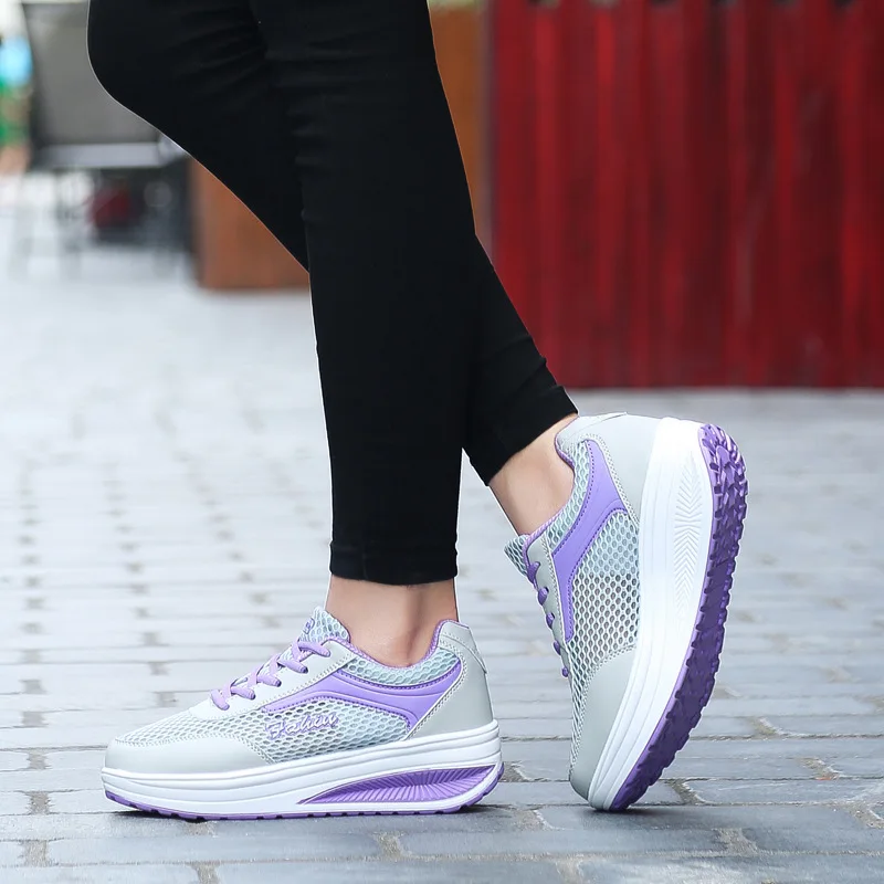 Весна Лето Воздуха Mesh Обувь Женская Дышащие Отдыха Спортивная Клин Тенис Feminino