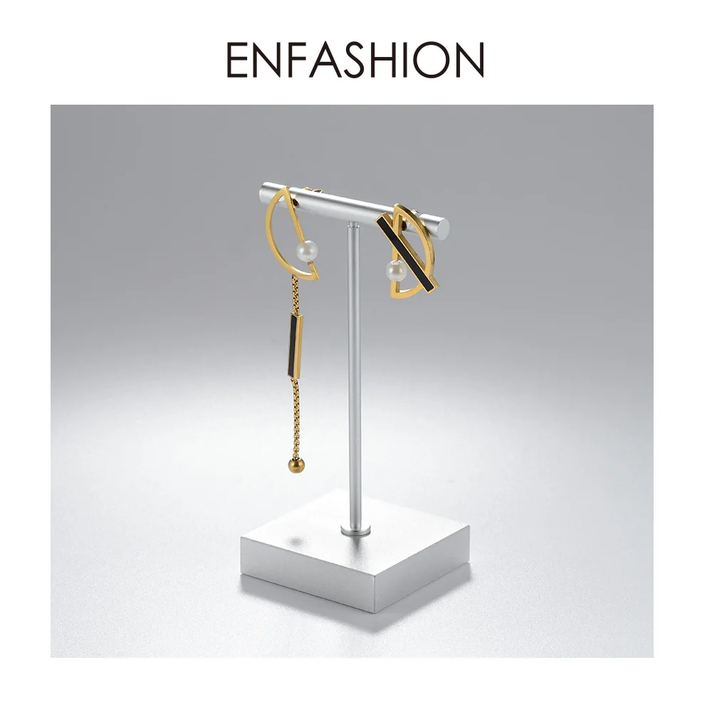 Enfashion, асимметричные жемчужные серьги для женщин, с буквой D, висячие серьги из нержавеющей стали, Женские Ювелирные изделия,, серьги E1019