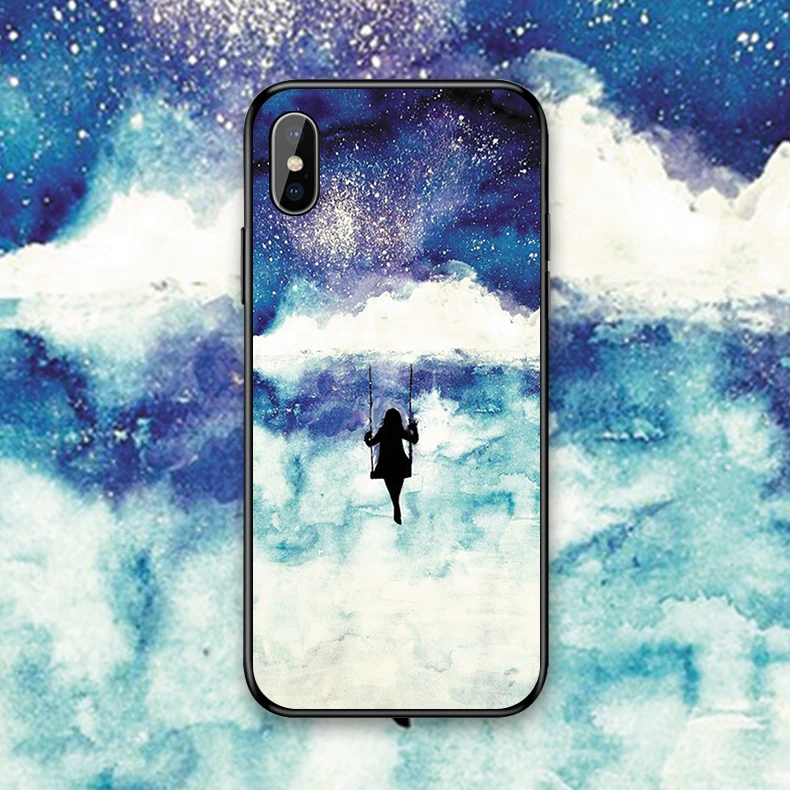 Звездное ночное небо и девушка искусство для iphone X XR XS XSMAX Силиконовые Мягкие ТПУ