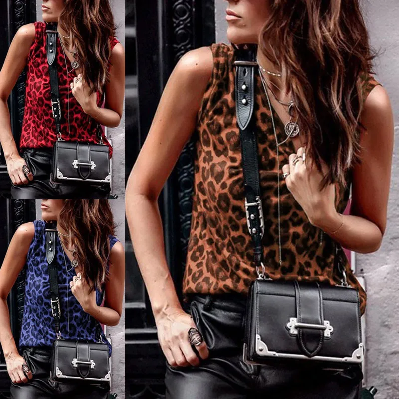 Новинка Женские топы с леопардовым принтом пуловер без рукавов повседневный