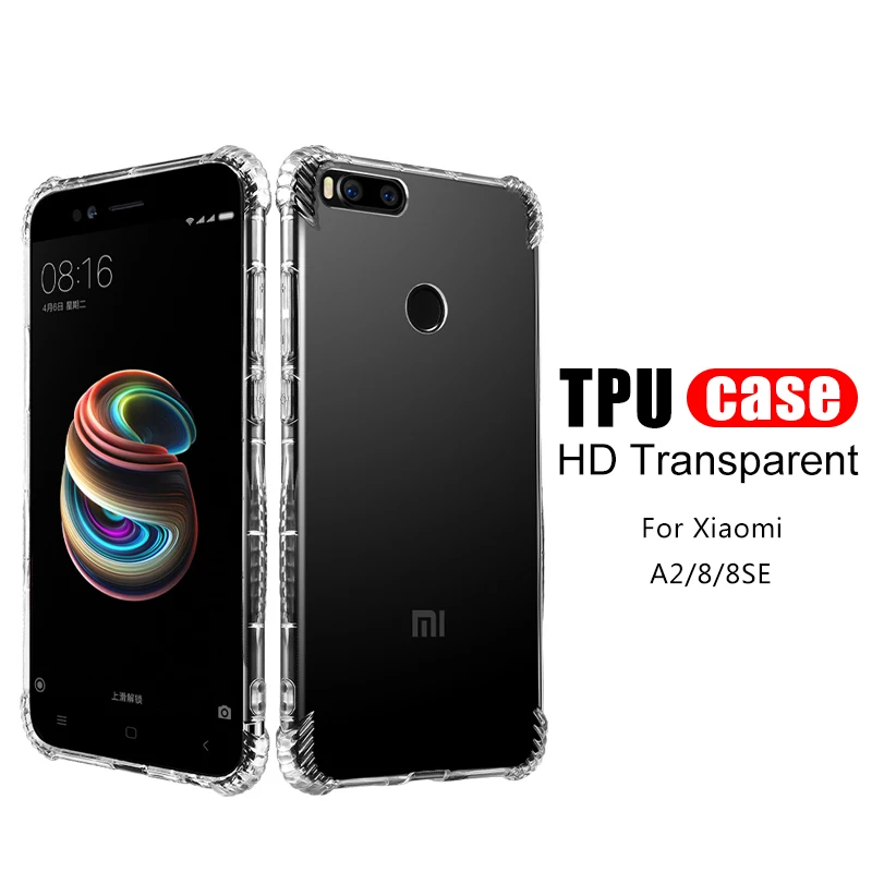 Pushingbest ультра тонкий мягкий прозрачный ТПУ мобильный чехол для телефона Xiaomi A2 8 8SE