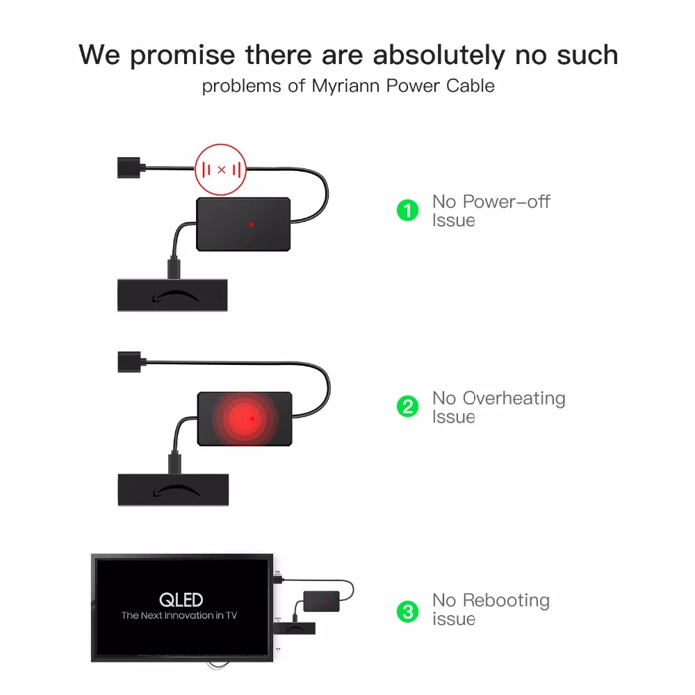Myriann новый для Amazon Fire tv USB кабель питания не нужен адаптера переменного