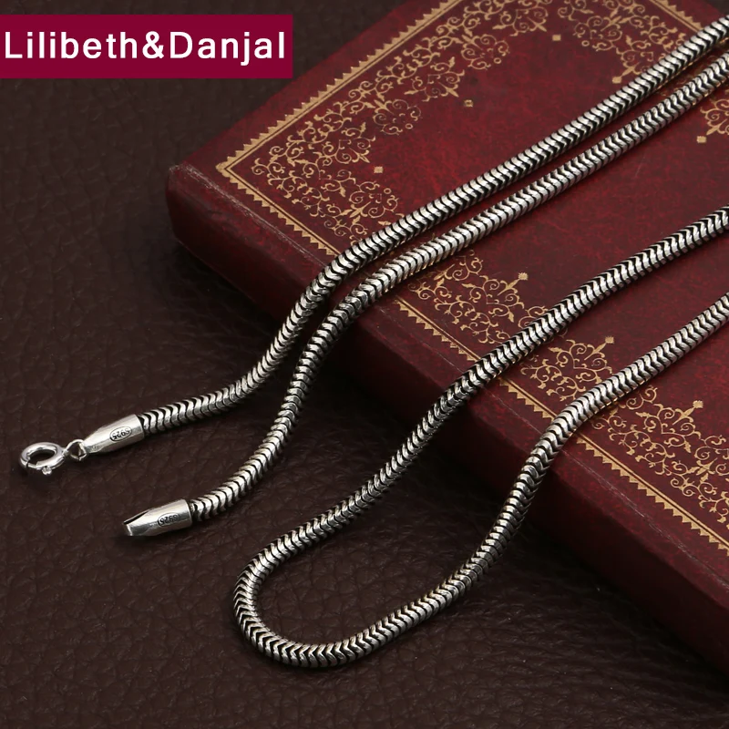 

2020 Women Men Necklace 100% Real 925 Sterling Silver 3mm Thick Snake Chain Pendant Necklace Female Christmas gift jewelry FN27