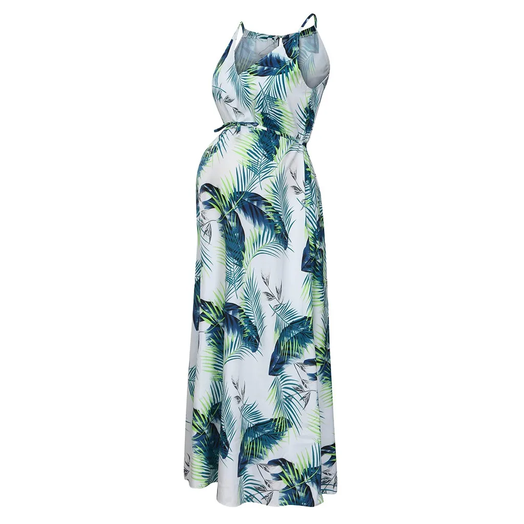 Women's maternity dresses Summer Sleeveless Vest Suspender Leaf Print Dress Pregnancy Sundress Floral Falbala Pregnants | Мать и