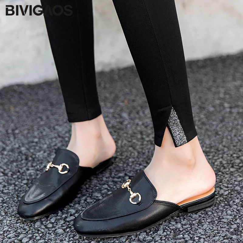 BIVIGAOS новые весенние Мода и досуг брюки карандаш черные эластичные тканые