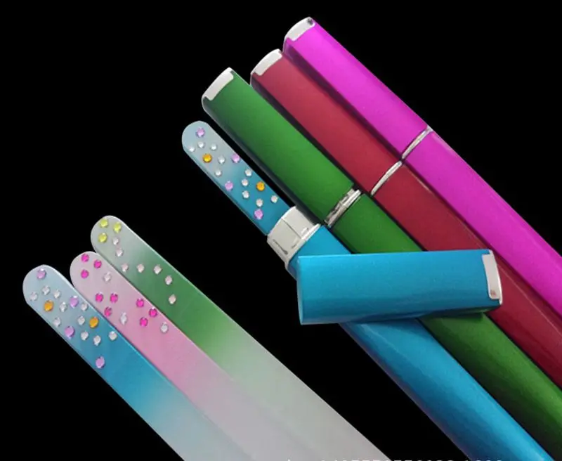 

Crystal Glass Nail File Hard Protective Case Storage for 5.5" Nail Butter mixed colors