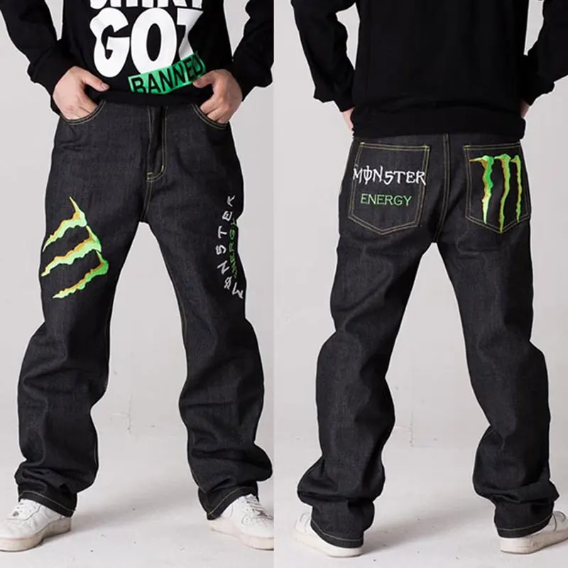 Прямые джинсы в стиле хип-хоп штаны для скейтборда шаровары мужские бесплатная