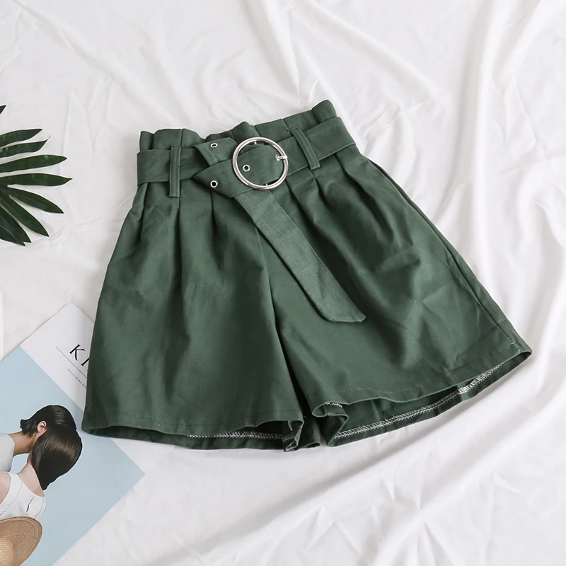 Fall &amp Winter Ladies High Waist Fashion Ring Loose Shorts Women Wide Leg Casual with Belt | Женская одежда