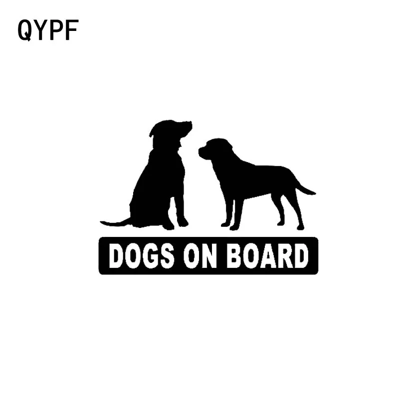 

QYPF 13CM*9.1CM DOGS ON BOARD Vinyl Decal Car Sticker Black Sliver C14-0208