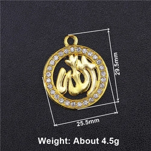 Gold 5 Pieces Juya 5 шт. исламские Подвески Стразы золотой серебряный полумесяц Allah Разъемы Аксессуары для мусульманских Qamis ювелирных изделий - Окраска металла: Gold 5 Pieces