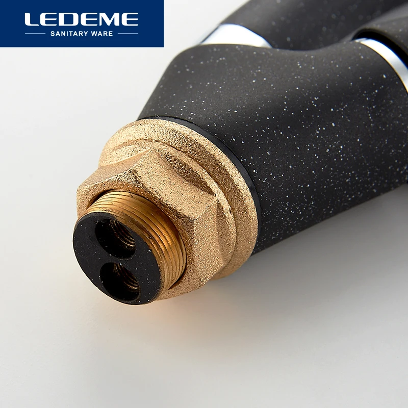 LEDEME черный смеситель для кухни двойной кран раковины кухонный с одним держателем