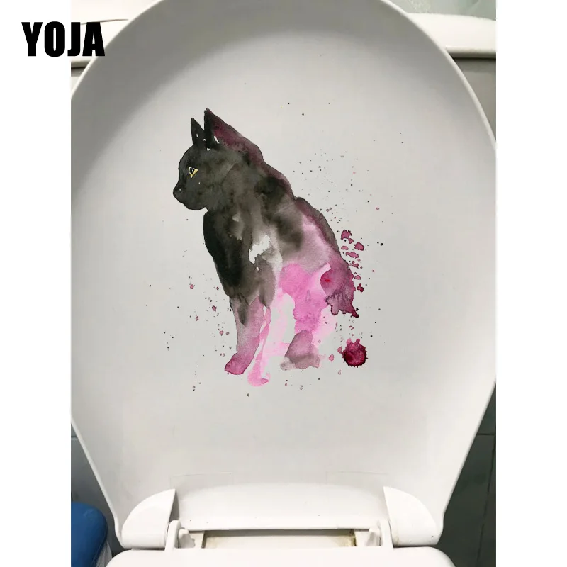 YOJA 21.6*28.5CM Ink Cat Personality Cartoon Wall Decals Bathroom Toilet Sticker Decor T1-0119 | Дом и сад