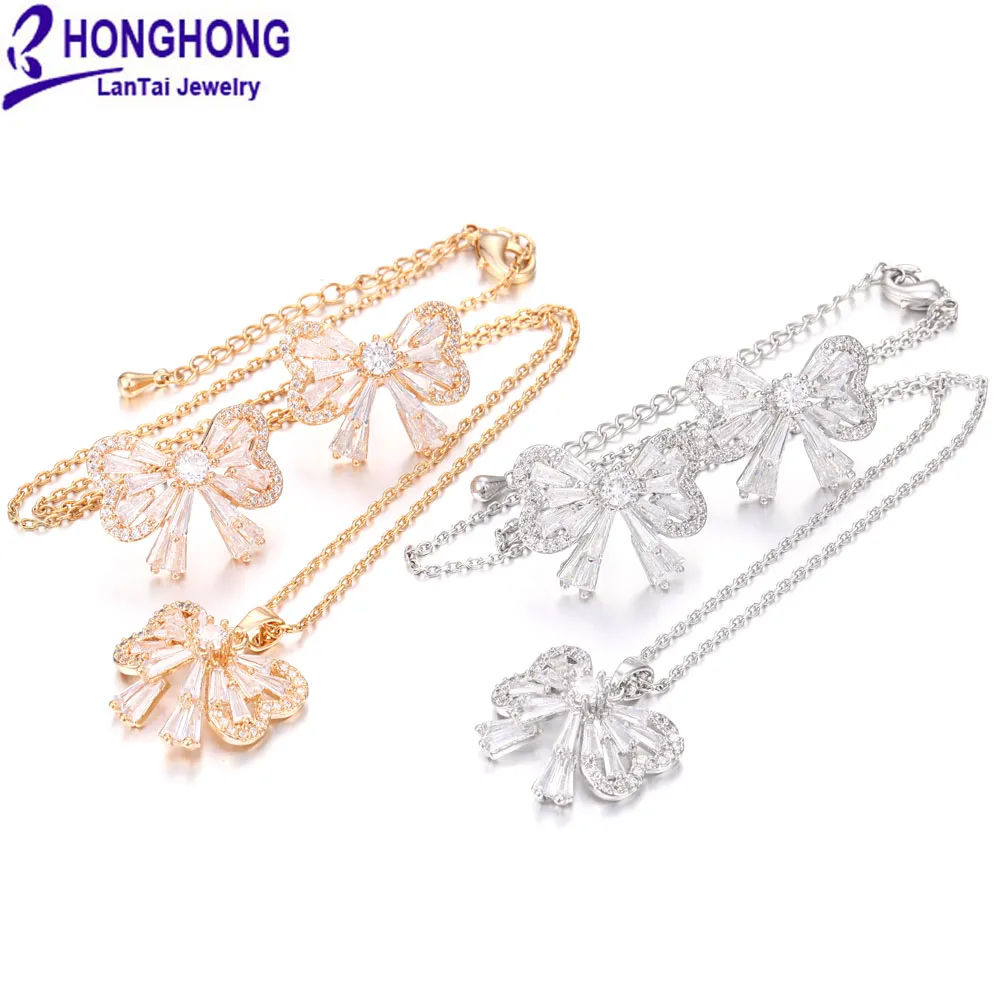 Серьги-подвески HONGHONG 2018 Фианит с узором из перьев комплекты серег и ожерелий |