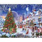 5D алмазная картина красивая новогодняя елка; снег дом Пейзаж Вышивка Полный квадратный дрель полная круглая мозаика украшение дома