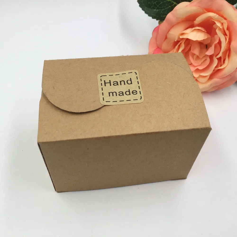

50pcs/lot 9*6*6cm Kraft Paper Wedding Favor Candy Boxes DIY Party Storage Packing Box/Gift Boxes with free stickers