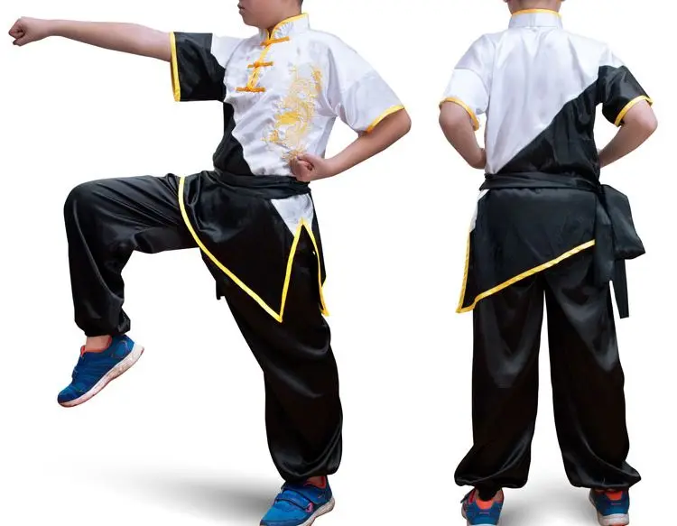 Костюм с коротким рукавом и вышивкой в виде дракона 3 цвета|taiji clothing|tai chikungfu uniform |