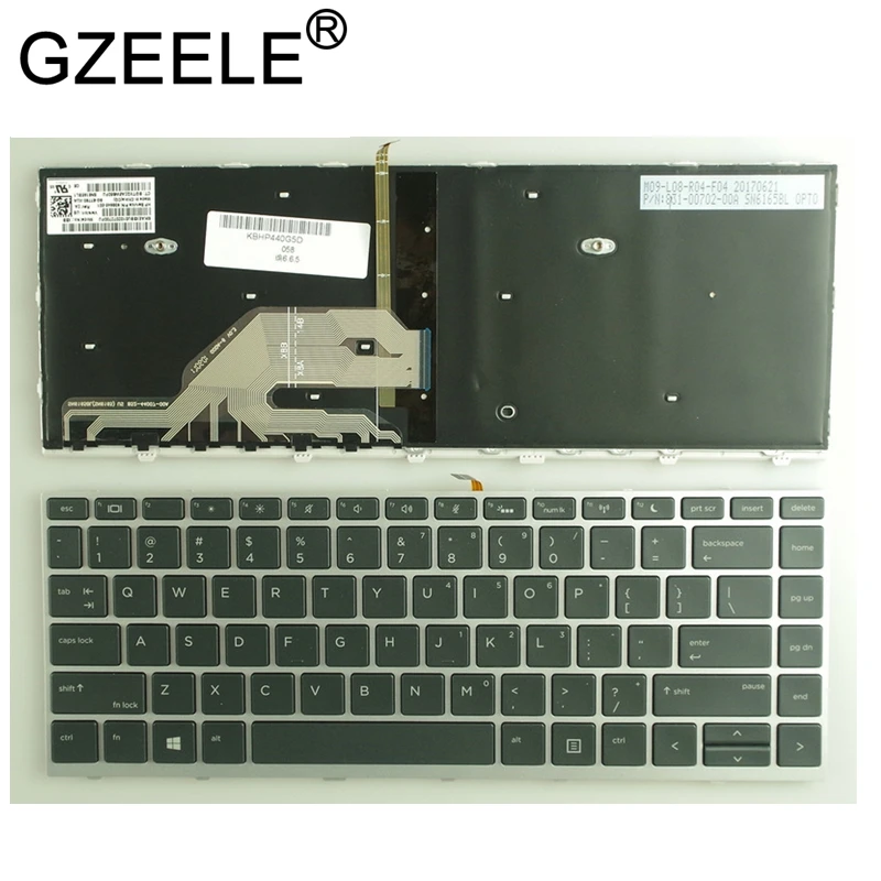 GZEELE новая клавиатура для ноутбука США hp Probook 440 G5 430 G5 445 G5 Английский с серебряной оправе с подсветкой Подсветка клавиатура