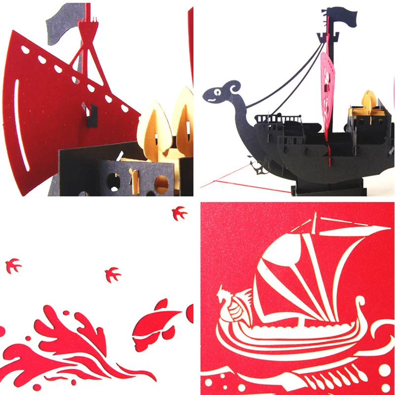 3D лазерная вырезка ручной работы резьба по фильму Пиратская лодка бумажные