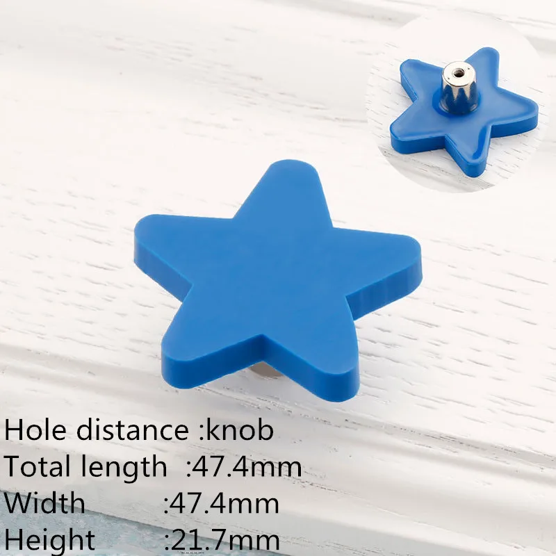 Blue star KK& FING детские резиновые дверные ручки милые синие Сердце Звезда Луна кухонный шкаф ручки и ручки выдвижные ящики Мебельная ручка - Цвет: Blue star