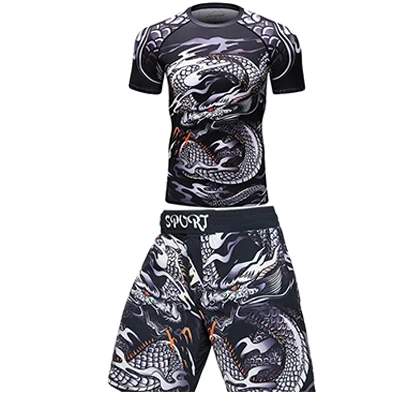 A Рашгард ММА мужские футболки шорты дышащие Муай Тай Рашгард Mma боксерские майки Bjj jiu jitsu кикбоксинг спортивный костюм для фитнеса - Цвет: A