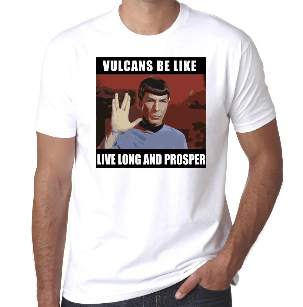 Футболка мужская летняя с принтом модная рубашка вулканок Be Like Live Long And Prosper Spock Leonardo Nimoy на заказ|Мужские