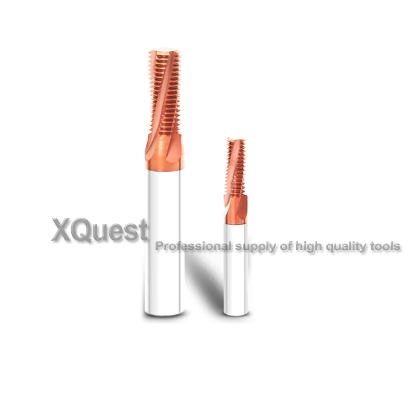 XQuest HRC60 твердосплавные резьбовые фрезерные M3 M4 m5 m6 m8 m10 m12 станок с ЧПУ спиральная мелкая Резьбовая фреза M6X0.75 M8X1 M10X1