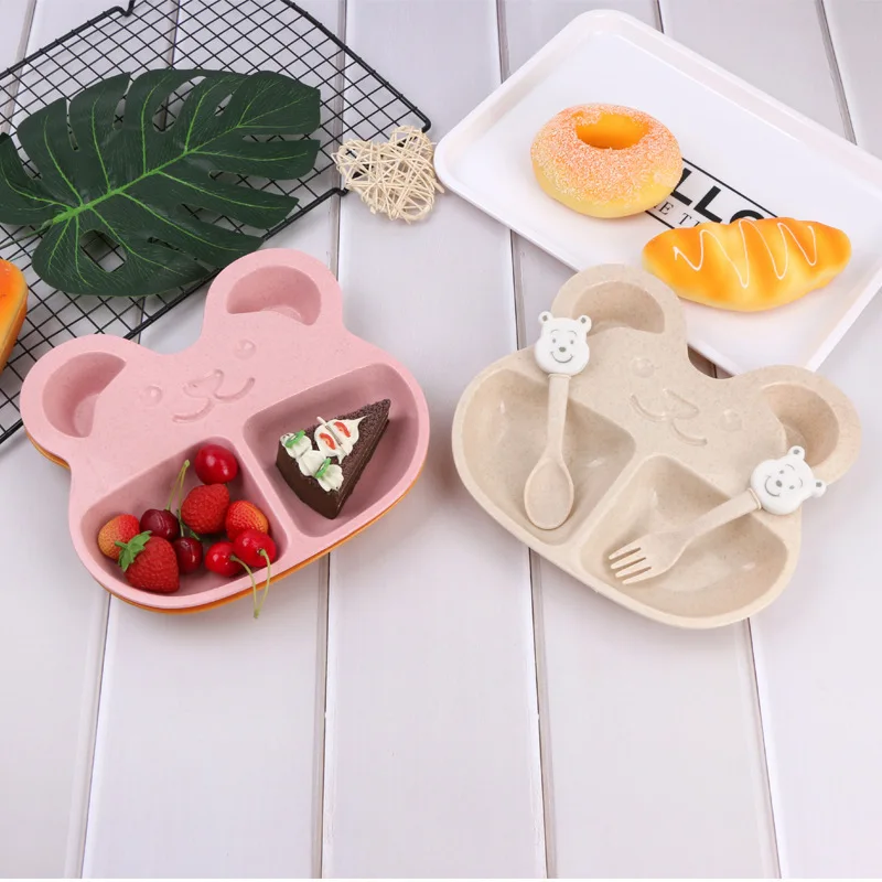 3 шт Пшеничная солома мультфильм набор посуды для детей Детские тарелка обучения