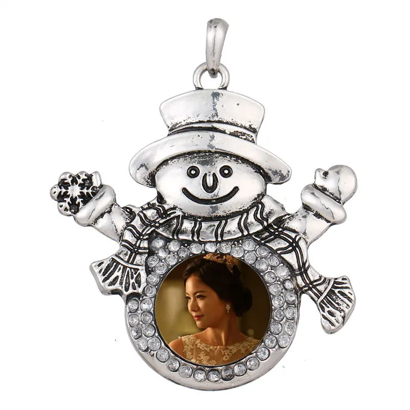 sublimation blank christmas snowman pendants button pendant hot transfer printing consumable do not include necklace 15pcs/lot