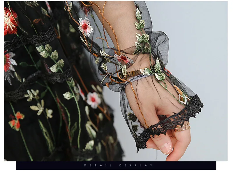 

Nice Women Embroidery Dress Elegant Dress Off Shoulder Flower Vogue Dresses Flare Sleeve Sexy Short Party Dress Vestidos