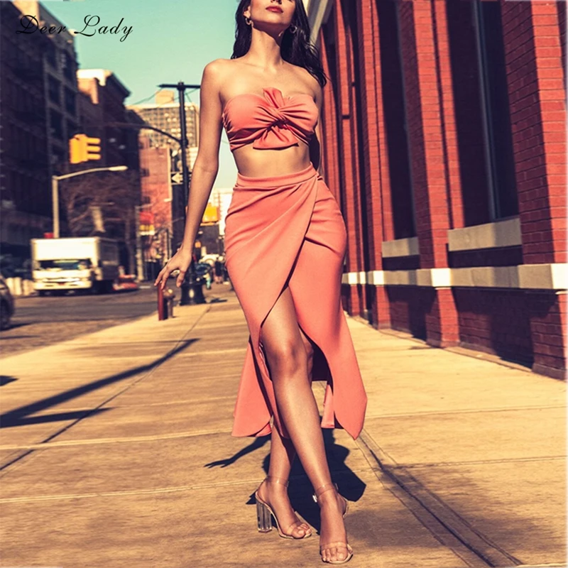 Женское вечернее платье Облегающее с оленем комплект из 2 предметов розовое