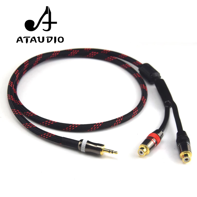 

ATAUDIO Hifi 3.5mm Male to 2RCA Female Cable 4N OFC 3.5 to RCA Audio Cable