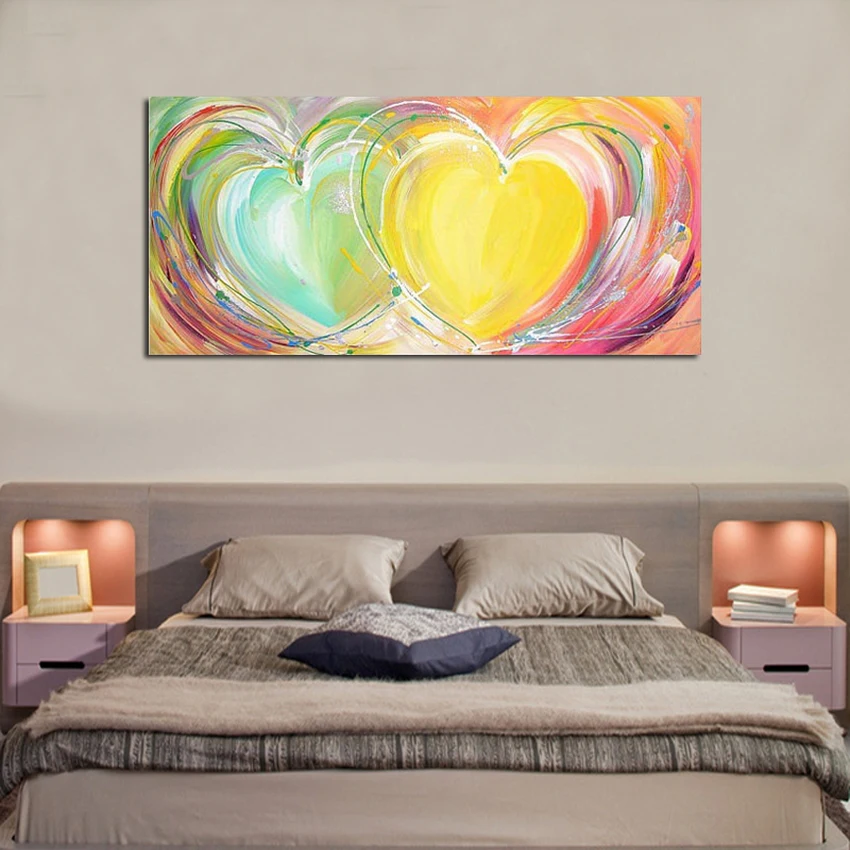 Современная Абстрактная романтическая Красочная картина маслом в форме сердца
