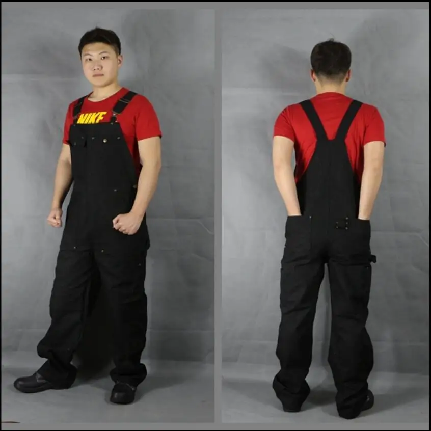 Мужской комбинезон на лямках черный большого размера в Европейском стиле для