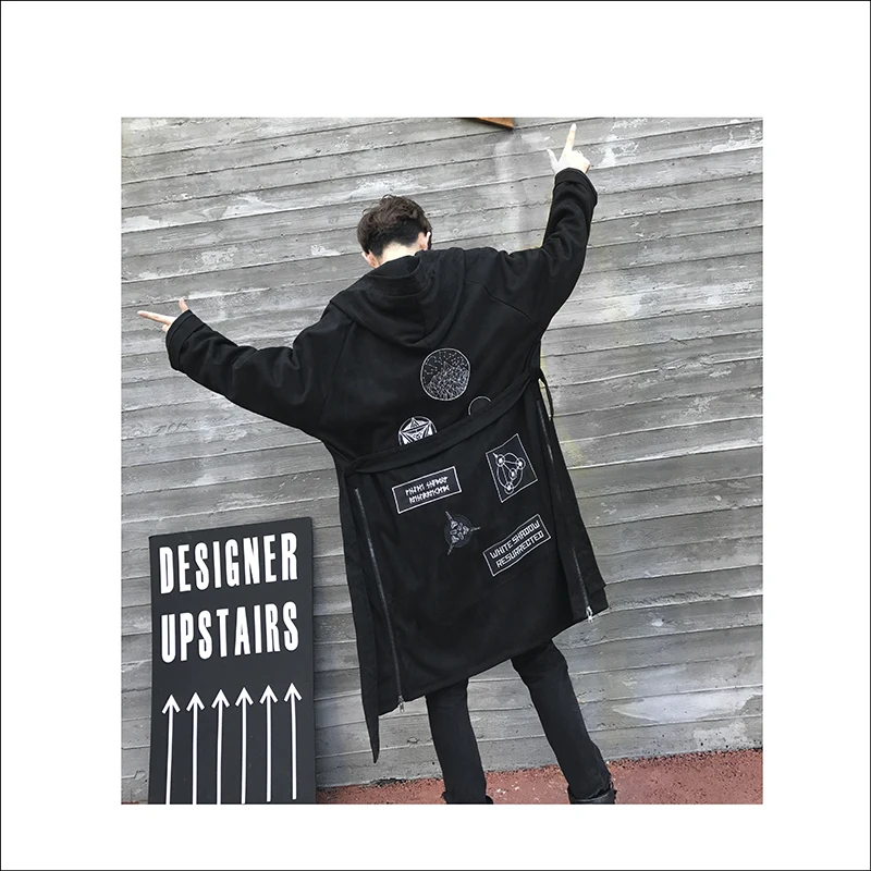 Новая мужская одежда M ~ 3XL 2019 модная Длинная ветровка с капюшоном свободная до