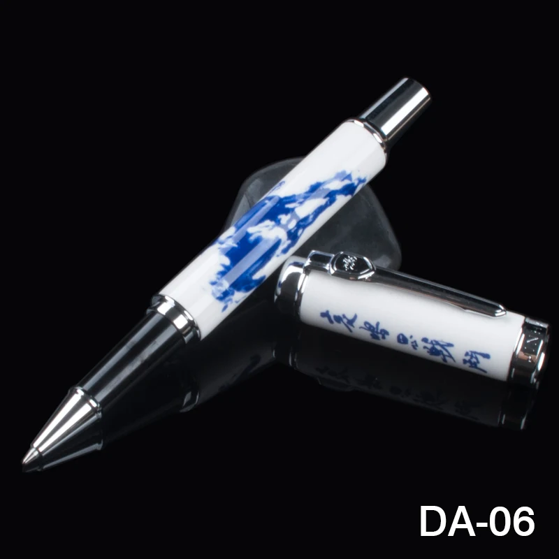 

Luxury Silver Clip Blue and White Rollerball Pen jinhao Exquisite 0.7MM Refill Black Ink Gel Pens