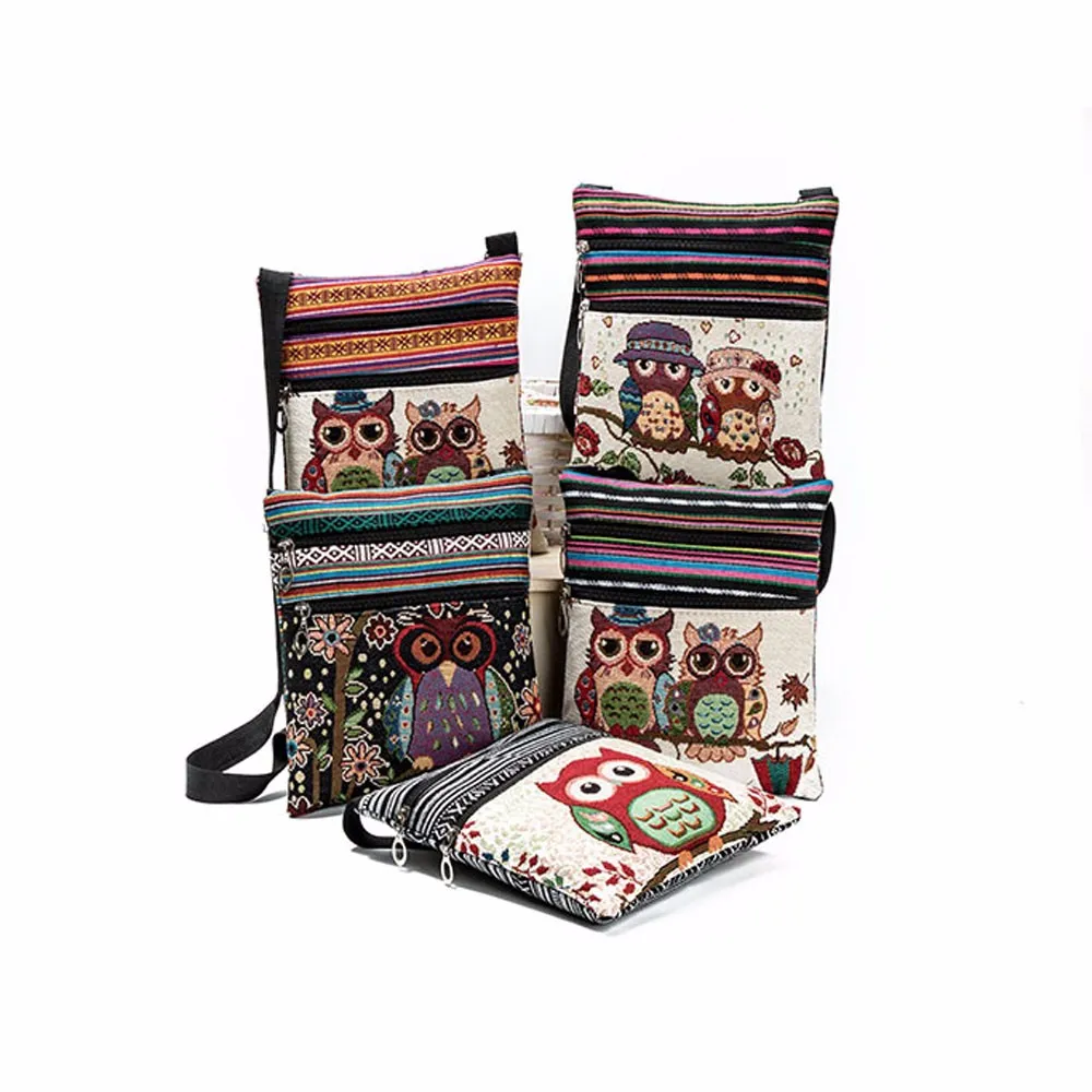 Owl Tote Bags Women Shoulder Bag Handbags Postman Package high quality Linen Zipper Fashion bag #YL5 | Багаж и сумки