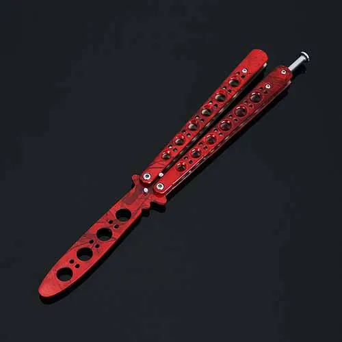 red color Складной нож l бабочка в ноже из нержавеющей стали CSGO практика Бабочка нож Обучение черная бабочка нож отверстия лезвие - Цвет: red color
