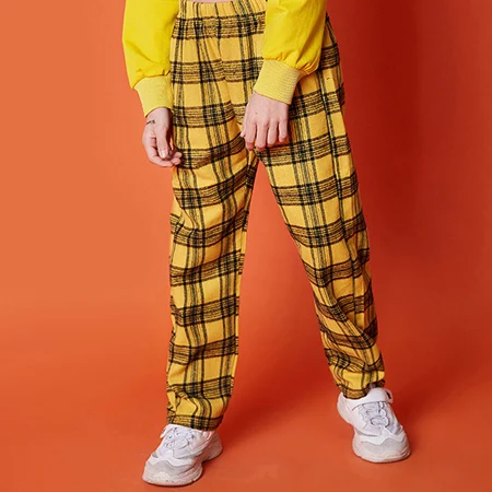 Pants Костюм для джазовых танцев для девочек, детская одежда для выступлений в стиле хип-хоп желтого цвета, детский уличный/современный танцевальный наряд для практик DQL035 - Цвет: Pants