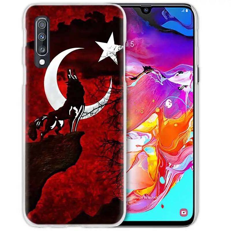 08 Турция чехол с флагом для samsung Galaxy A50 A70 A20e A40 A30 A20 A10 A8 A6 плюс A9 A7 Прозрачный жесткий чехол для телефона с изображением волка Coque Капа - Цвет: 08