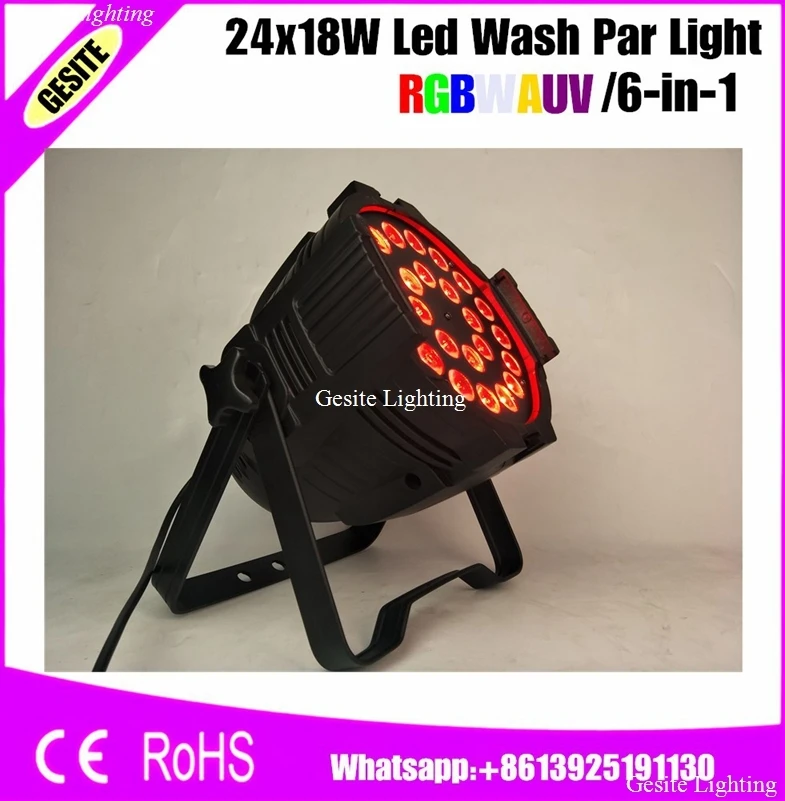 Комнатный светодиодный настенный светильник DMX 24x18 Вт RGBWA + UV 6 в 1 для зала вечерние