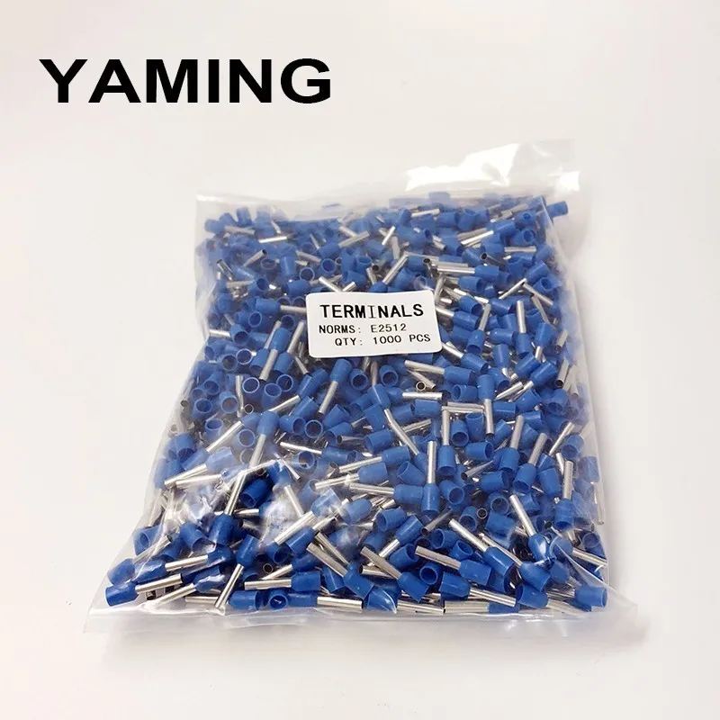 2.5mm2 E2512 кабель провод трубки Изоляционные терминалы 14 AWG Разъем изоляционные обжимной изолированный терминал 1000 шт./упак