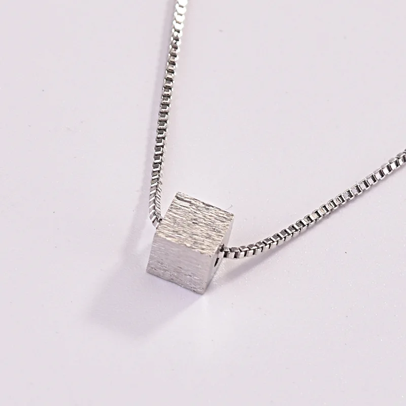 white OMHXZJ,, Европейская мода, для женщин, девушек, для вечеринки, дня рождения, свадьбы, подарок, Простой Куб, S925 серебро, подвеска, ожерелье, NA270 - Цвет камня: white