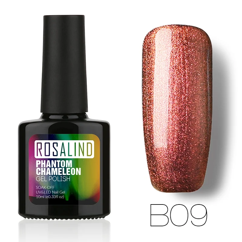 B09 ROSALIND гель 1 S черная бутылка 10 мл Хамелеон замочить от УФ светодиодный гель высокого качества лак для ногтей Полупостоянный гель маникюрный лак - Цвет: B09
