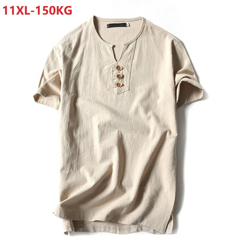 

plus size 6XL 7XL 8XL 9XL 10XL 11XL short sleeve t-shirt men japan style summer man tees vintage V-neck loose tshirt khaki 150KG