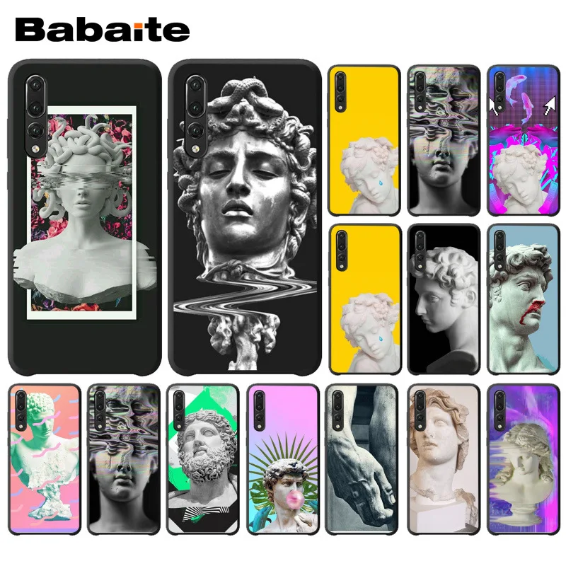 Чехол для телефона Medusa Vaporwave Glitch Art с изображением статуи Микеланджело Давида huawei