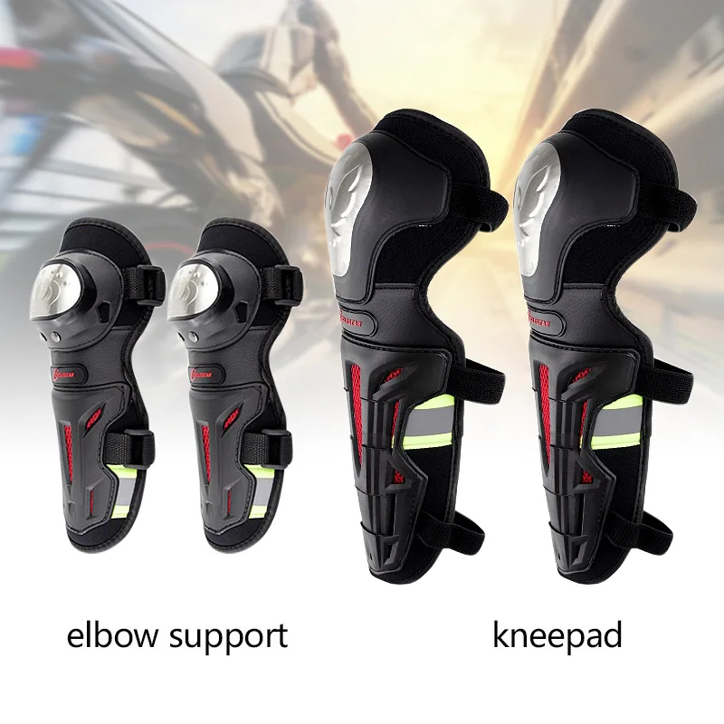 

Motorcycle Kneepads with Elbow Support Set Stainless Steel Reflective Riding Protector ED-shipping