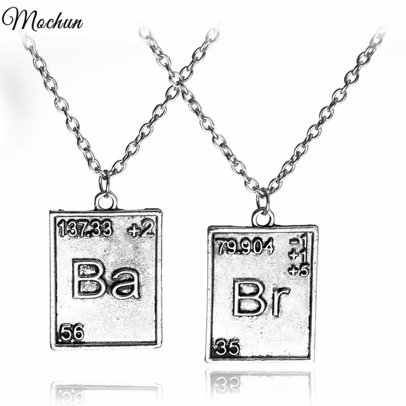 

Vintage Jewelry Breaking Bad Necklace Chemical Symbol Br Ba Pendant Brothers Couple Necklace Gift